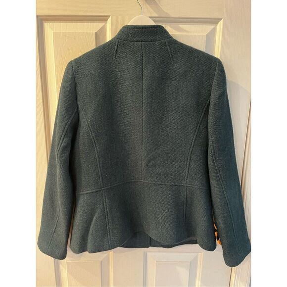 Talbots Green Wool Blend Nehru Collar Jacket Blazer sz 12 EUC - Picture 7 of 8